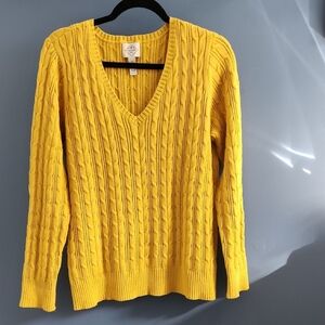 St. John's Bay Sunny Yellow Cable Knit V-Neck Sweater